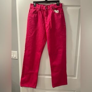 Zara High Rise Wide-Leg Hot Pink Jeans (Sz 6, NWT)